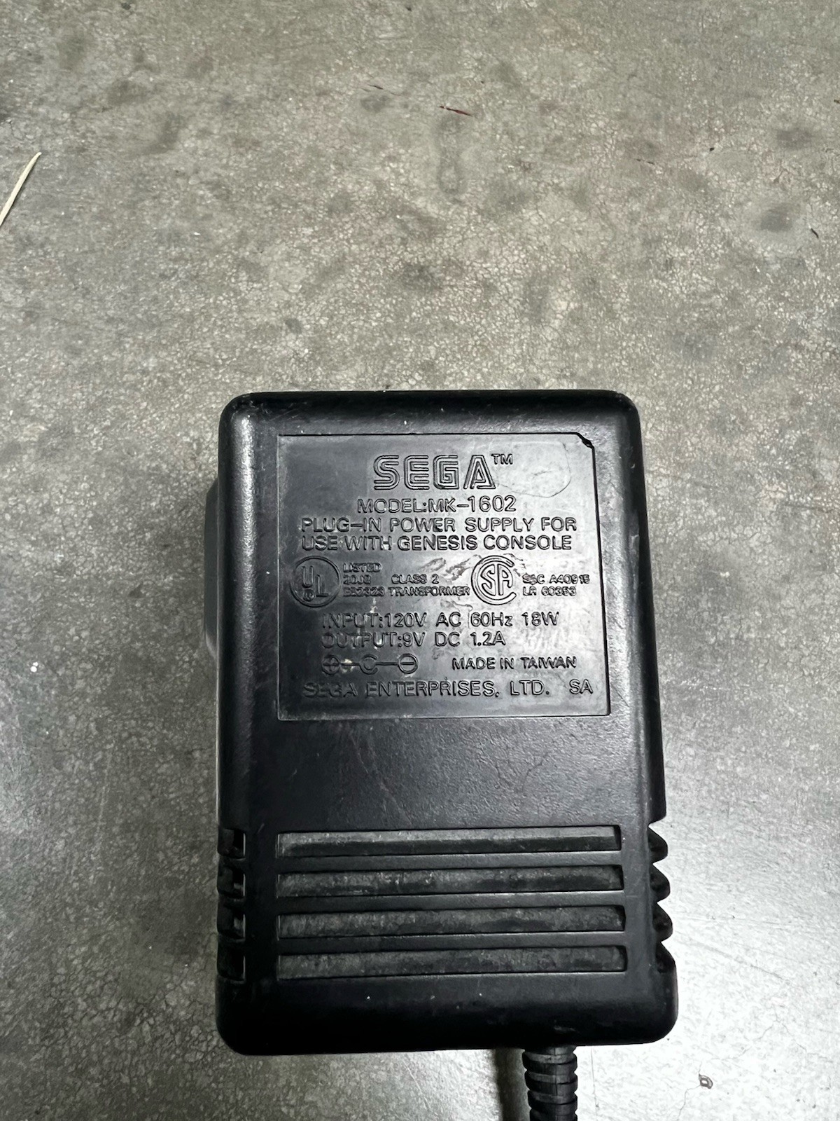 OEM Sega Model 1602 Plug In Power Supply for Genesis Console Tested Working