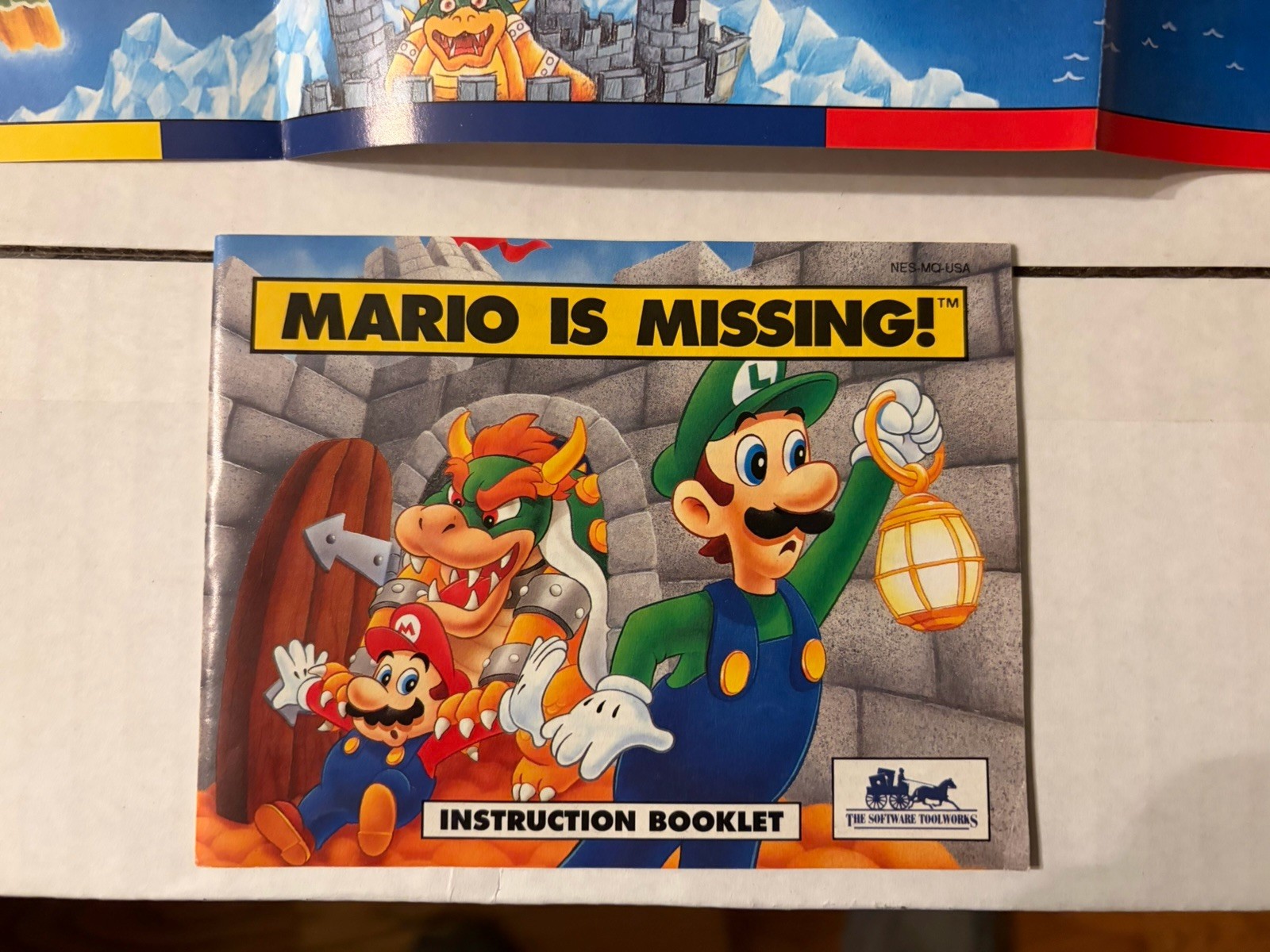 Nintendo Mario Is Missing! Original NES Instruction Manual + Fold-Out Map Insert