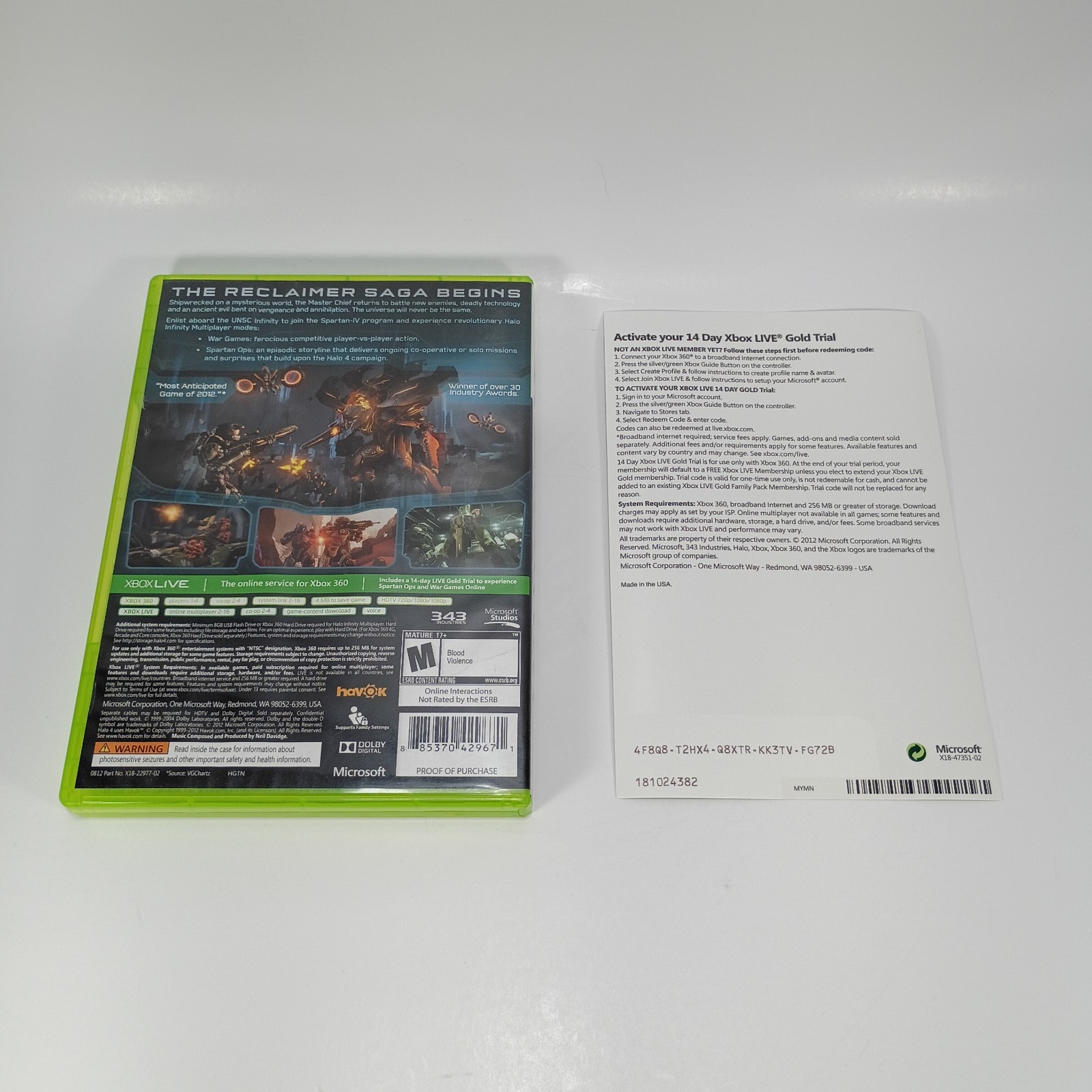 Halo 4 For Microsoft Xbox 360 Complete In Box CIB