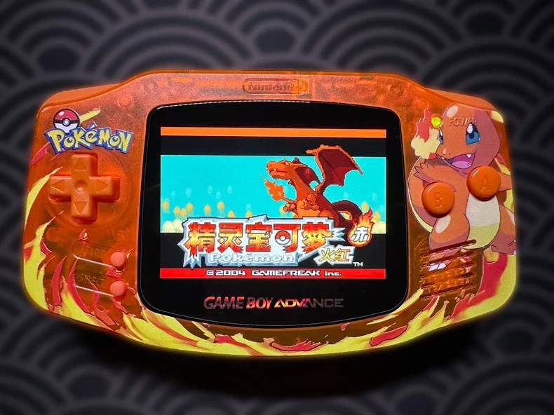 Game Boy Advance GBA Charmande Clear Orange Console with iPS Backlit LCD MOD