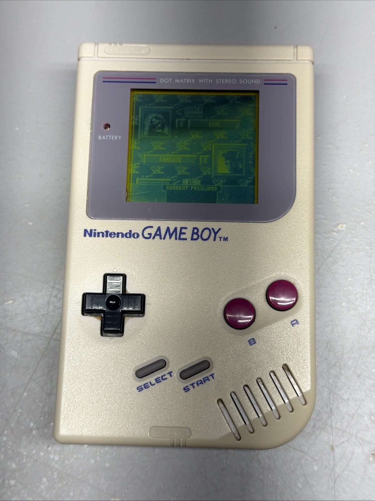 Nintendo Game Boy DMG-01 Original Gray Handheld 1989 Working + WWF War Zone