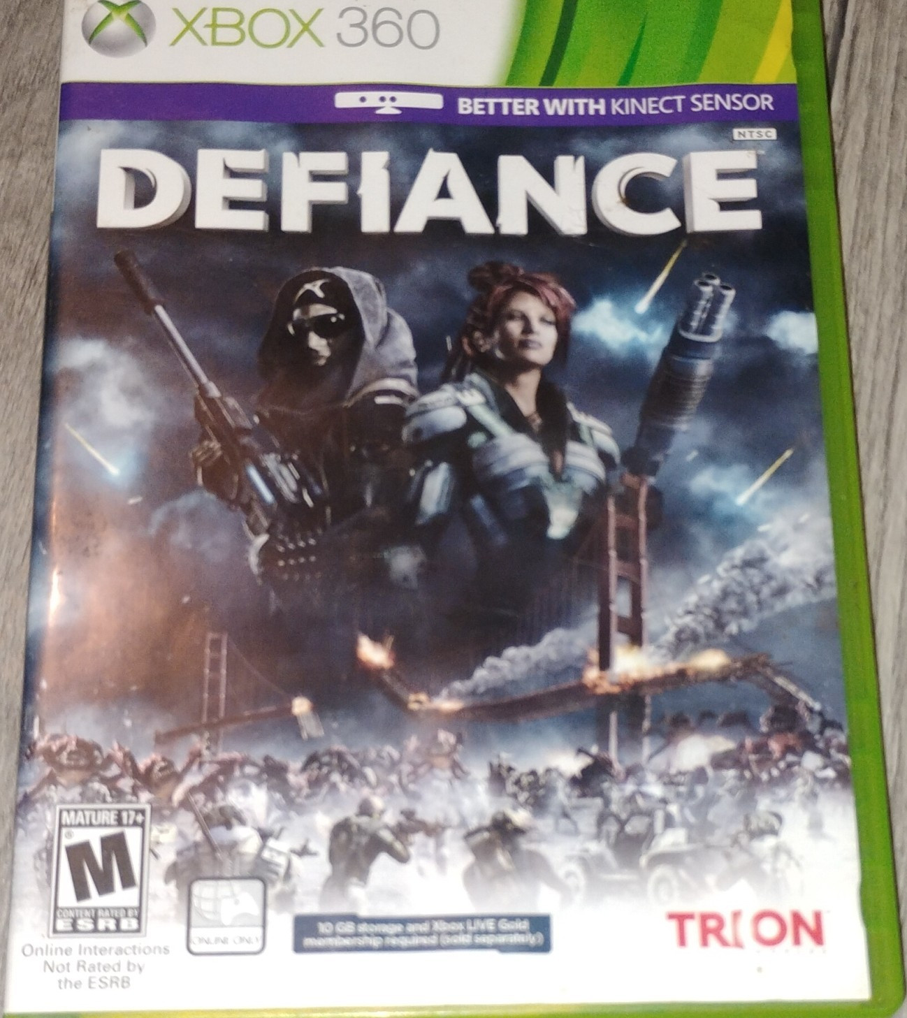 Trion Defiance Shooter Xbox 360 Better with Kinect NTSC-U/C w/ Case Inserts