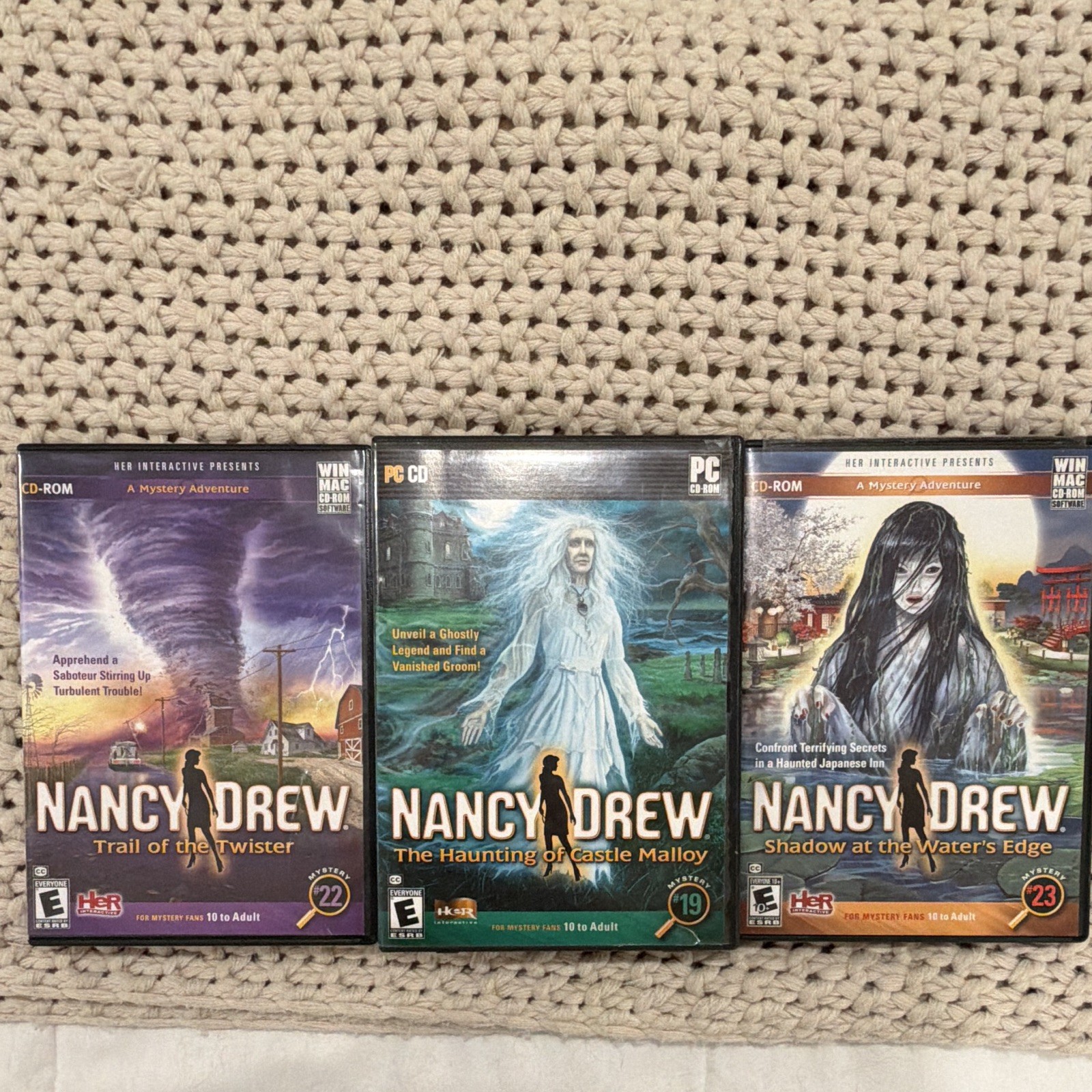 Her Interactive Nancy Drew PC CD-ROM Lot 3 w/ Manual: Twister, Malloy, WaterEdge