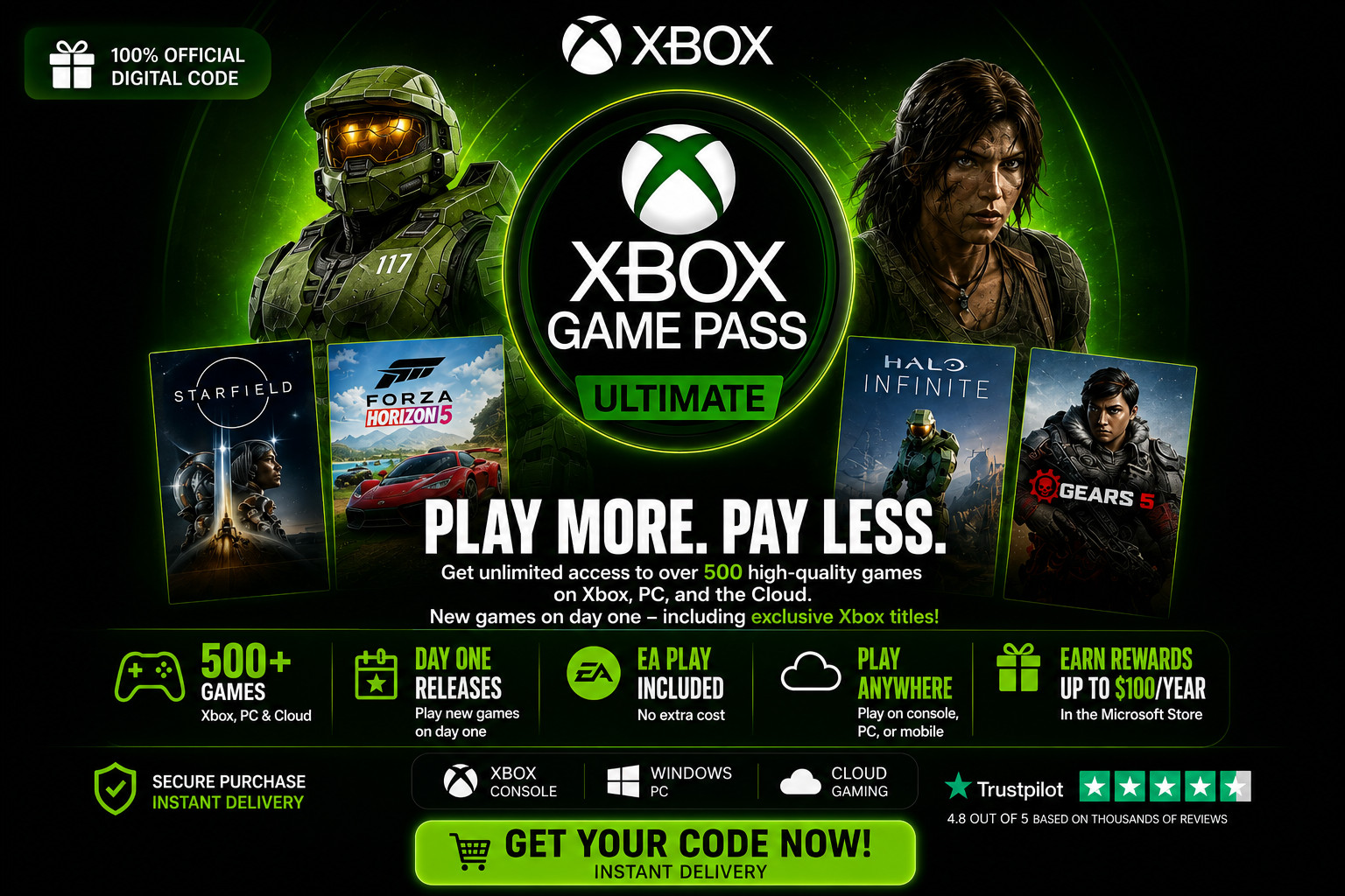 Xbox Game Pass Ultimate 1 Month Live Gold Membership (USA only) XGPU