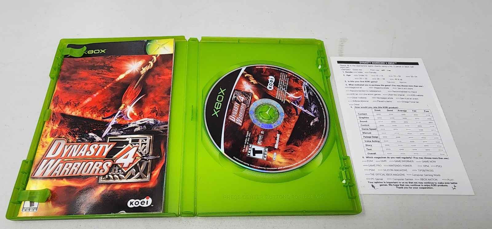 Dynasty Warriors 4 (Microsoft Xbox, 2003) Complete – Tested & Authentic!