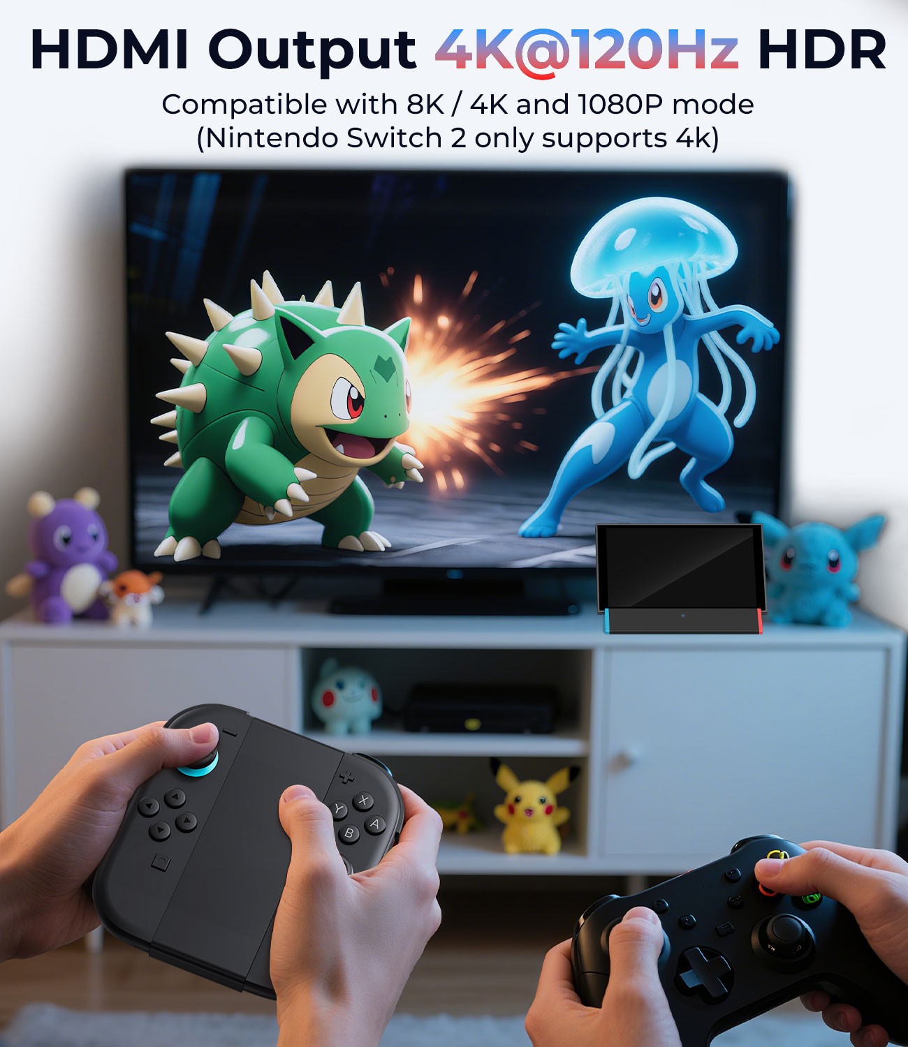 SIWIQUFor Nintendo Switch 2 TV Dock 4K @120Hz HDMI Docking Station With LAN Port