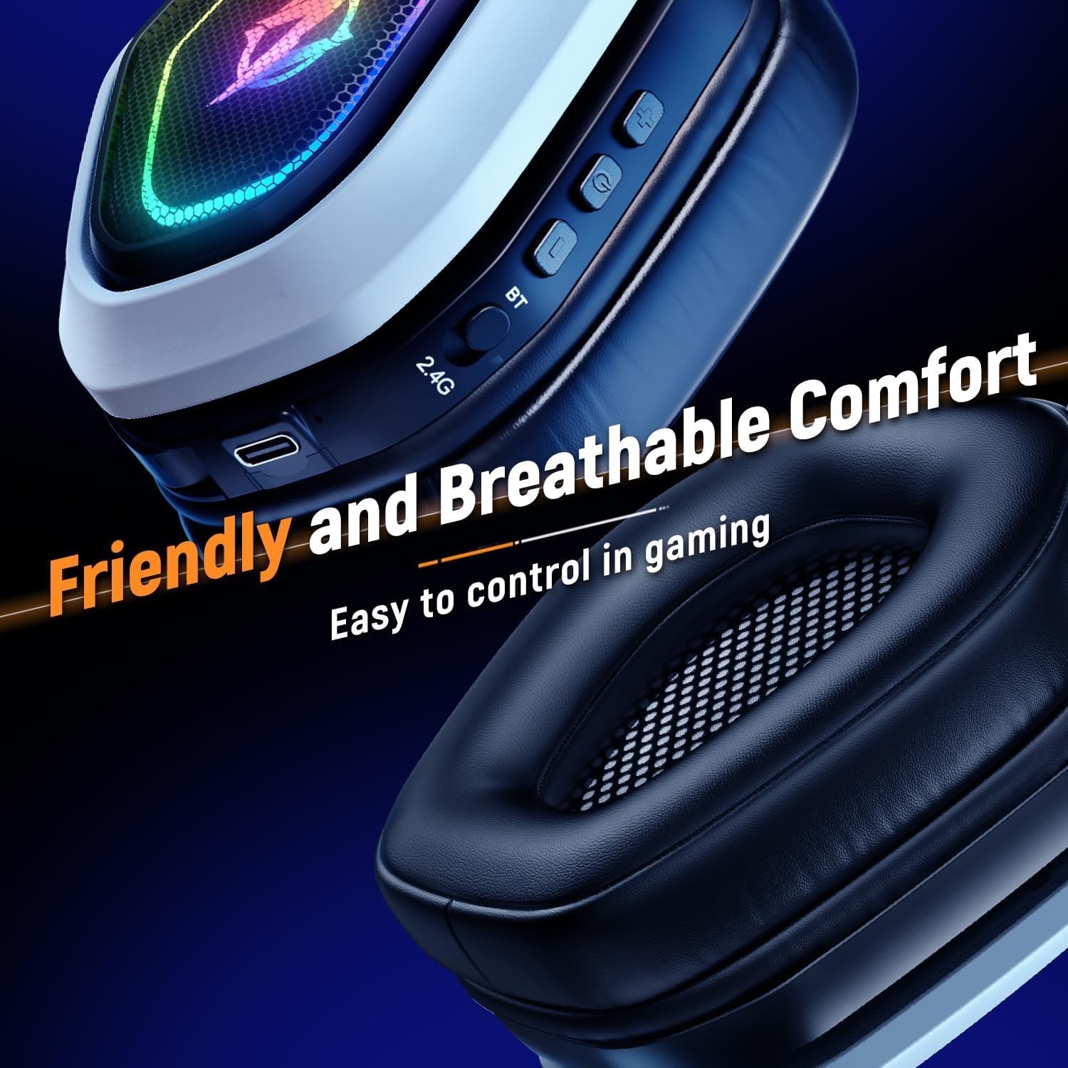 Stylish Wireless Gaming Headset with 40-Hour Playtime & Superior Sound Isolation