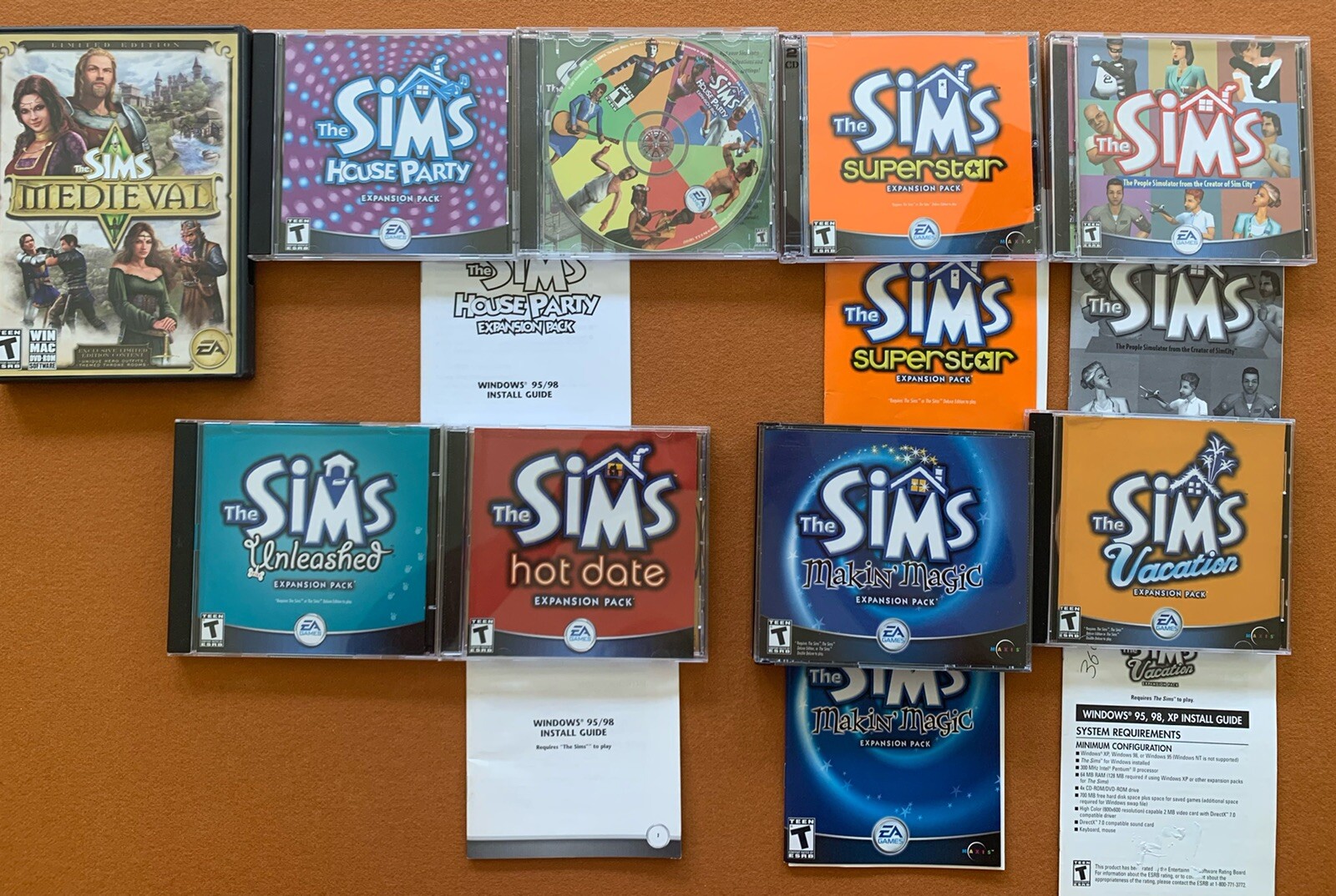 The Sims Original & Sims Medieval PC Games w/7 Expansion Packs & Instructions