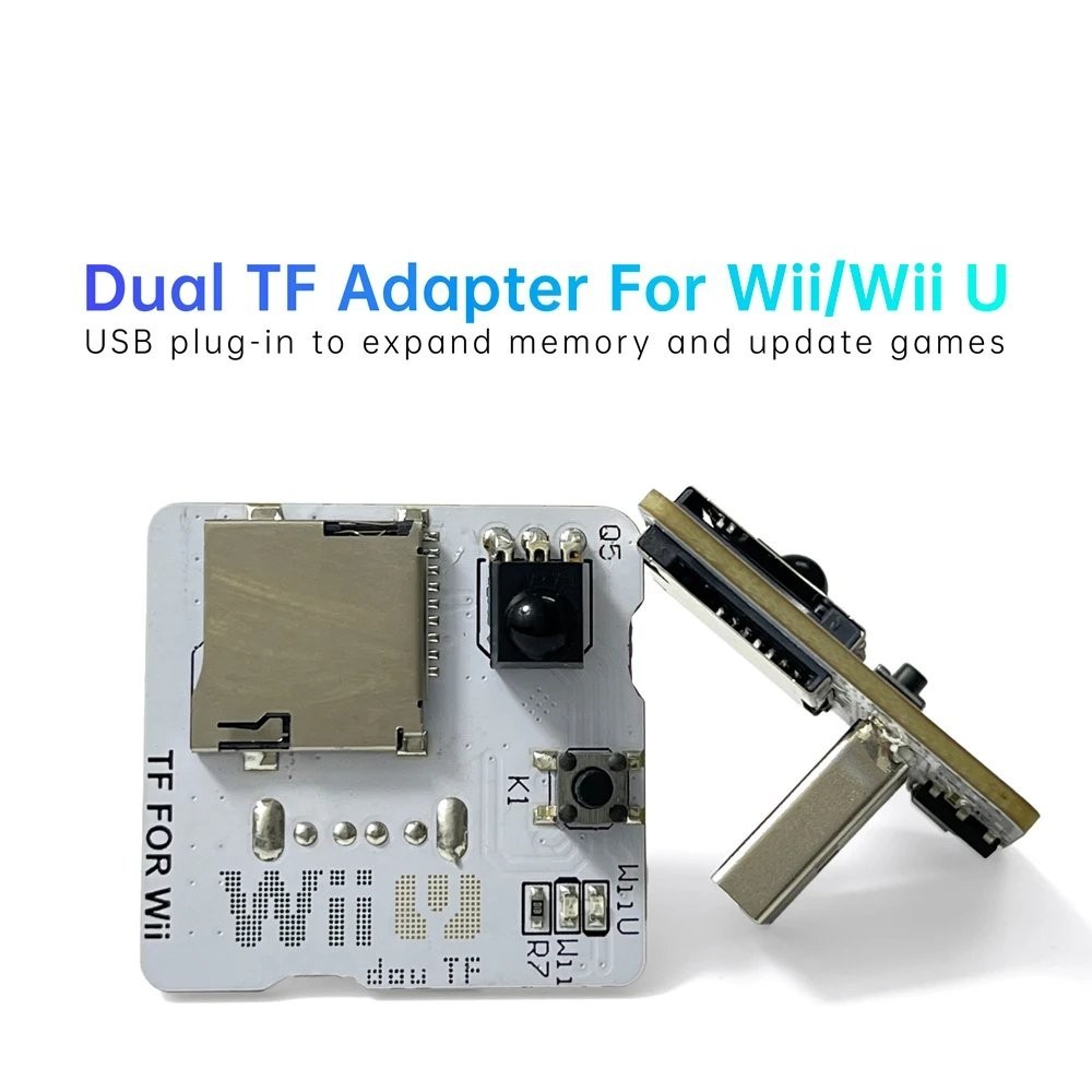 Dual TF Micro SD Card Adapter USB Memory Expansion Reader For Wii Wii U Console