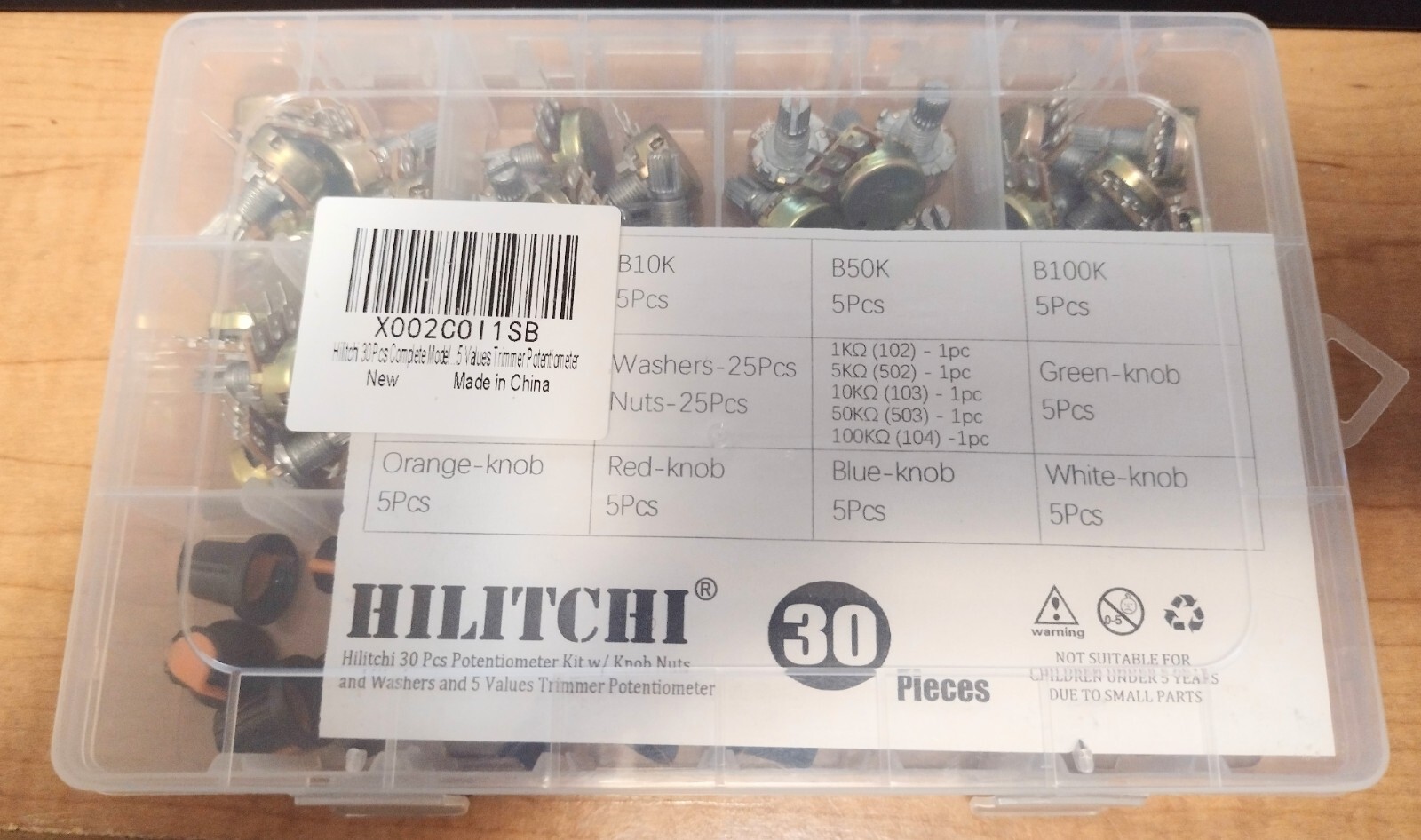 30 piece pack of knurled shaft linear potentiometers – B1k – B100k – new (inv 3)