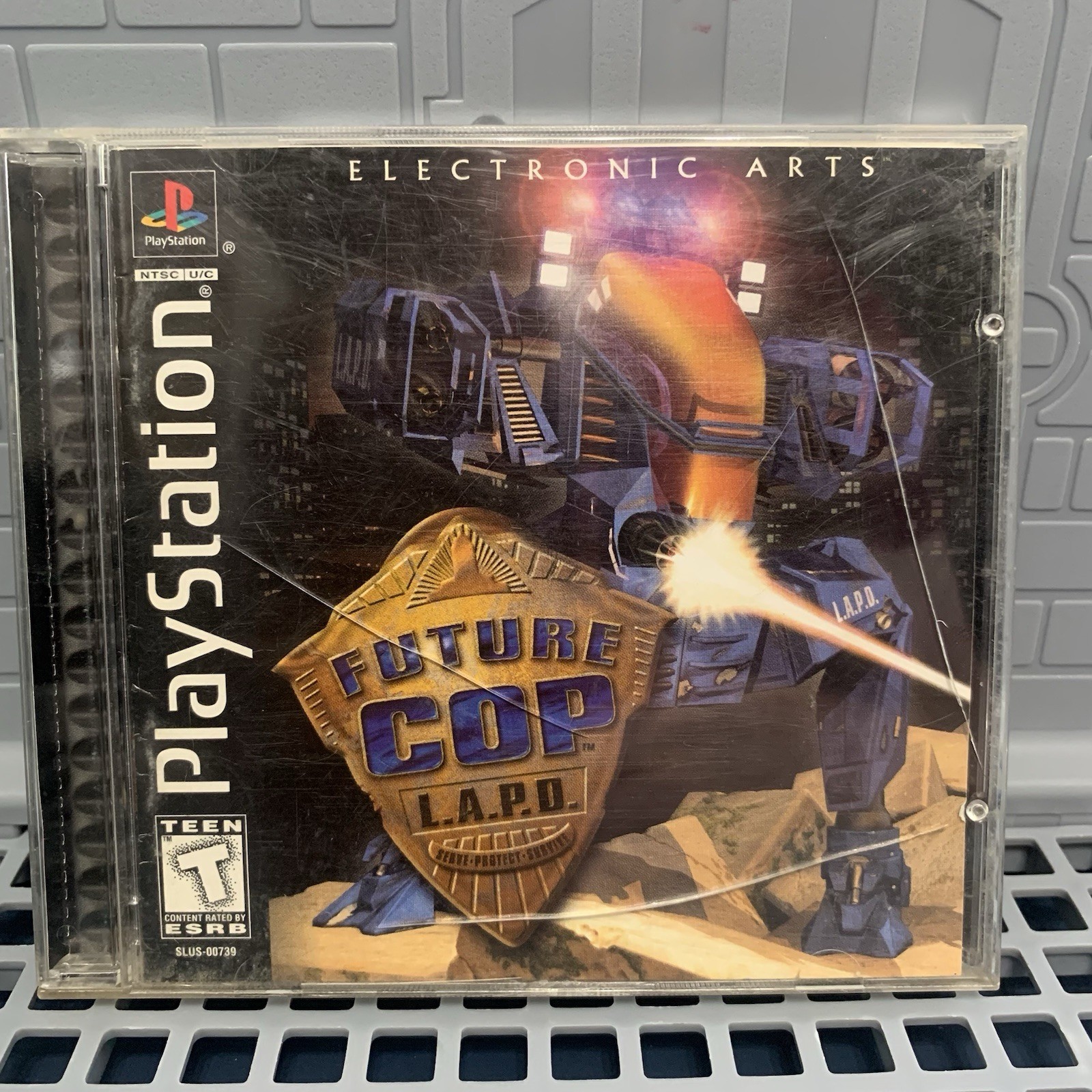 Future Cop LAPD PS1 Sony EA Action Shooter Mech Combat Video Game READ