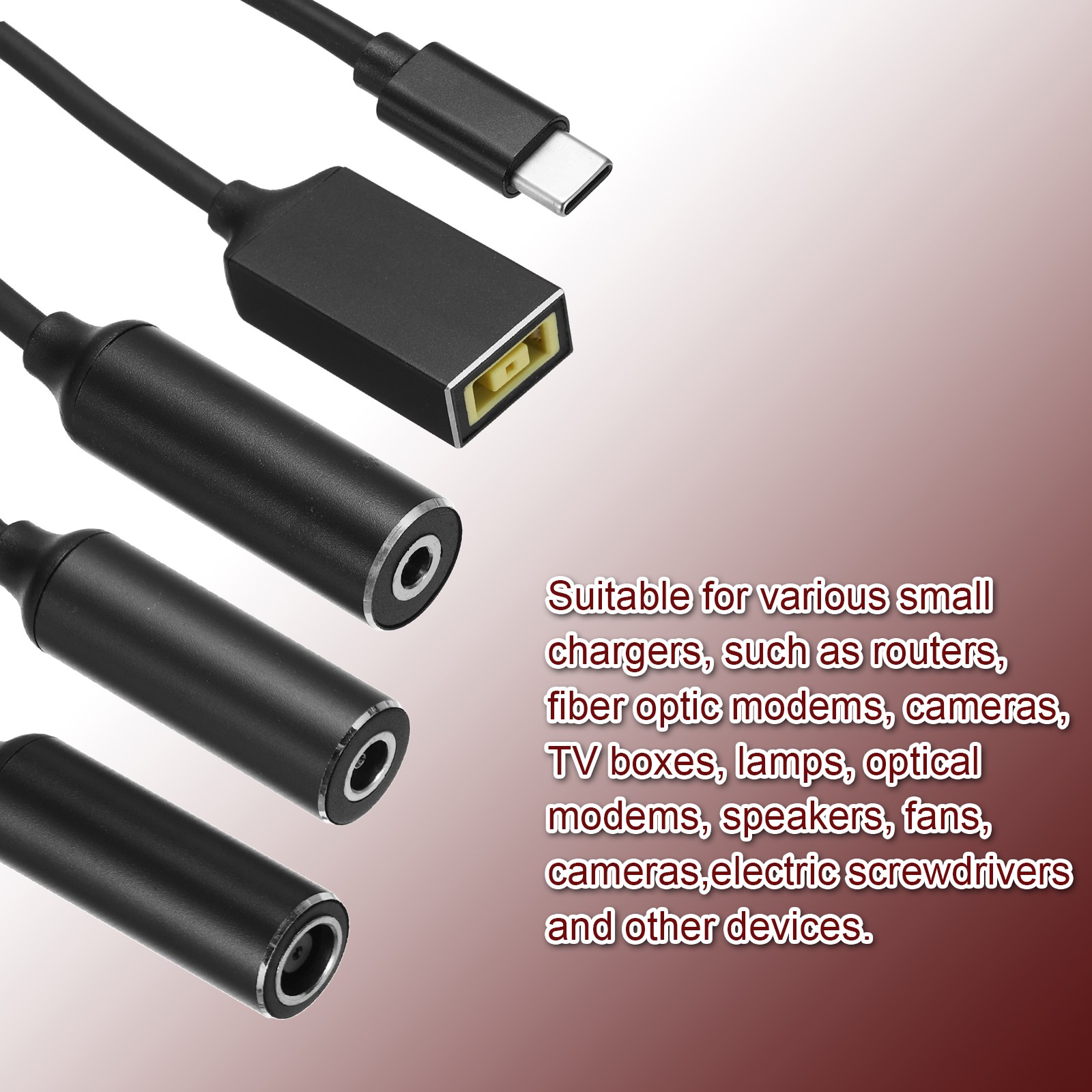 0.6FT USB C to DC PD Power Fast Charging Cable, 6.3mmx3mm 65W/5V/9V/20V(Black)