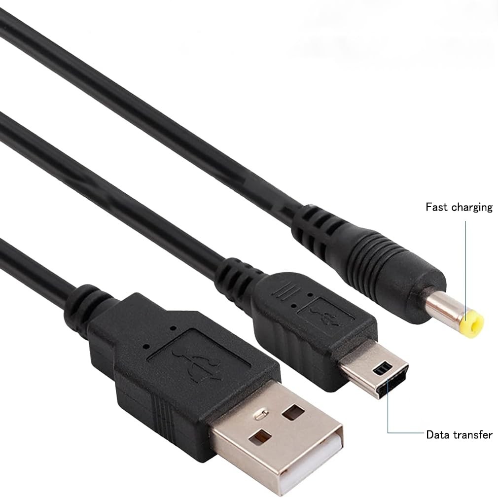 2Pcs 2 IN1 USB DC Power Charger Data Transfer Cable For Sony PSP 1000 2000 3000