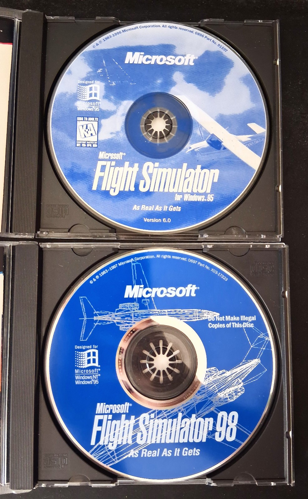 Microsoft Flight Simulator 95 & 98 CD-ROM Windows PC 1995 1998 NT Set of 2