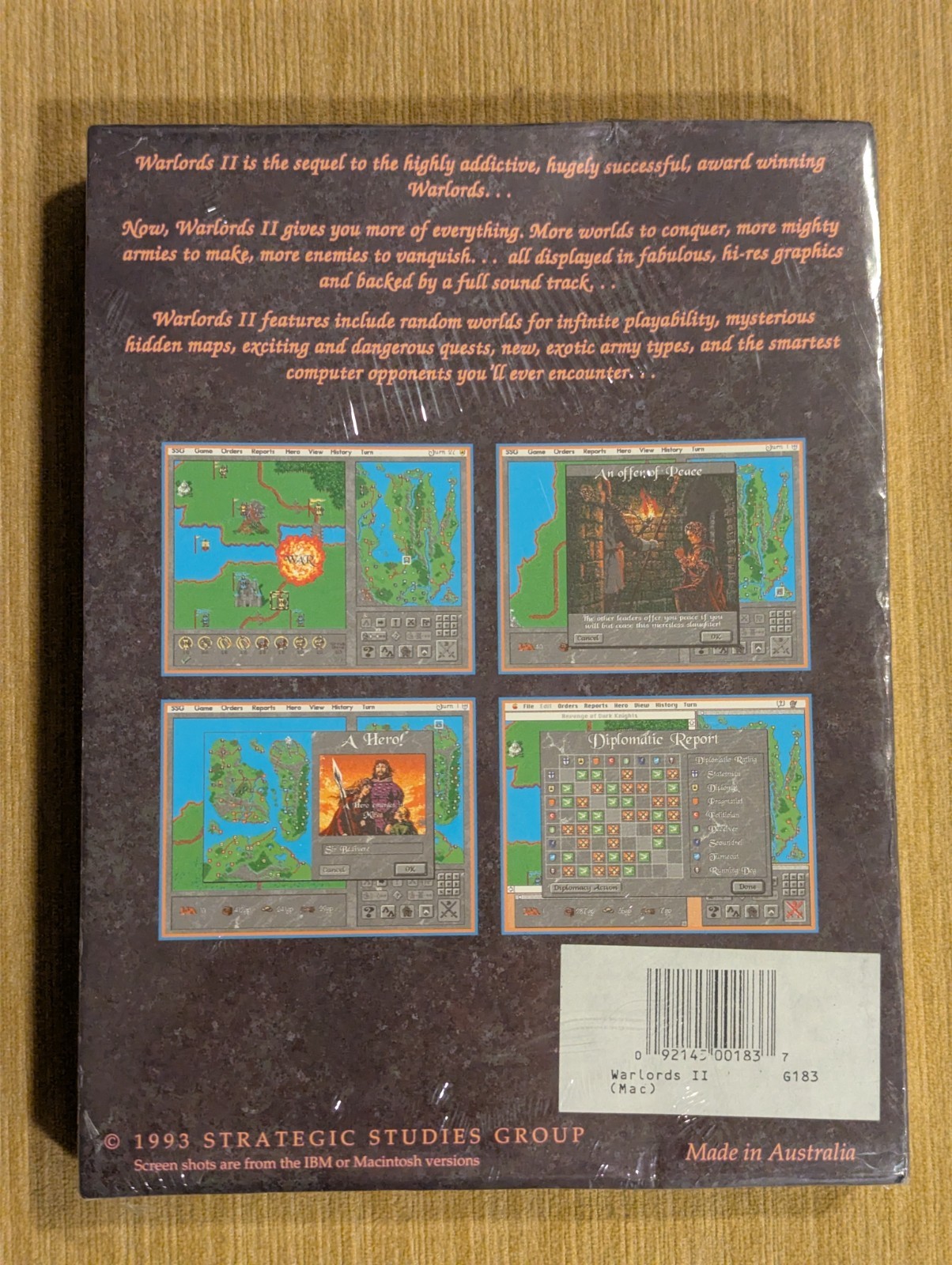 WARLORDS II : Mac / Power Mac 3.5″ Floppy Vintage Big Box SSG 1993 – NEW SEALED!