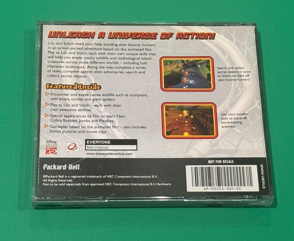 Disney’s Lilo & Stitch Trouble In Paradise PC 2002 PACKARD BELL OEM PROMO