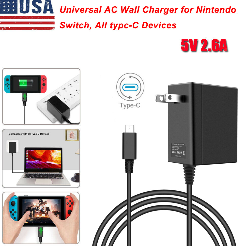 AC Adapter Power Supply for Nintendo Switch Wall & Travel Charger Plug Cord US