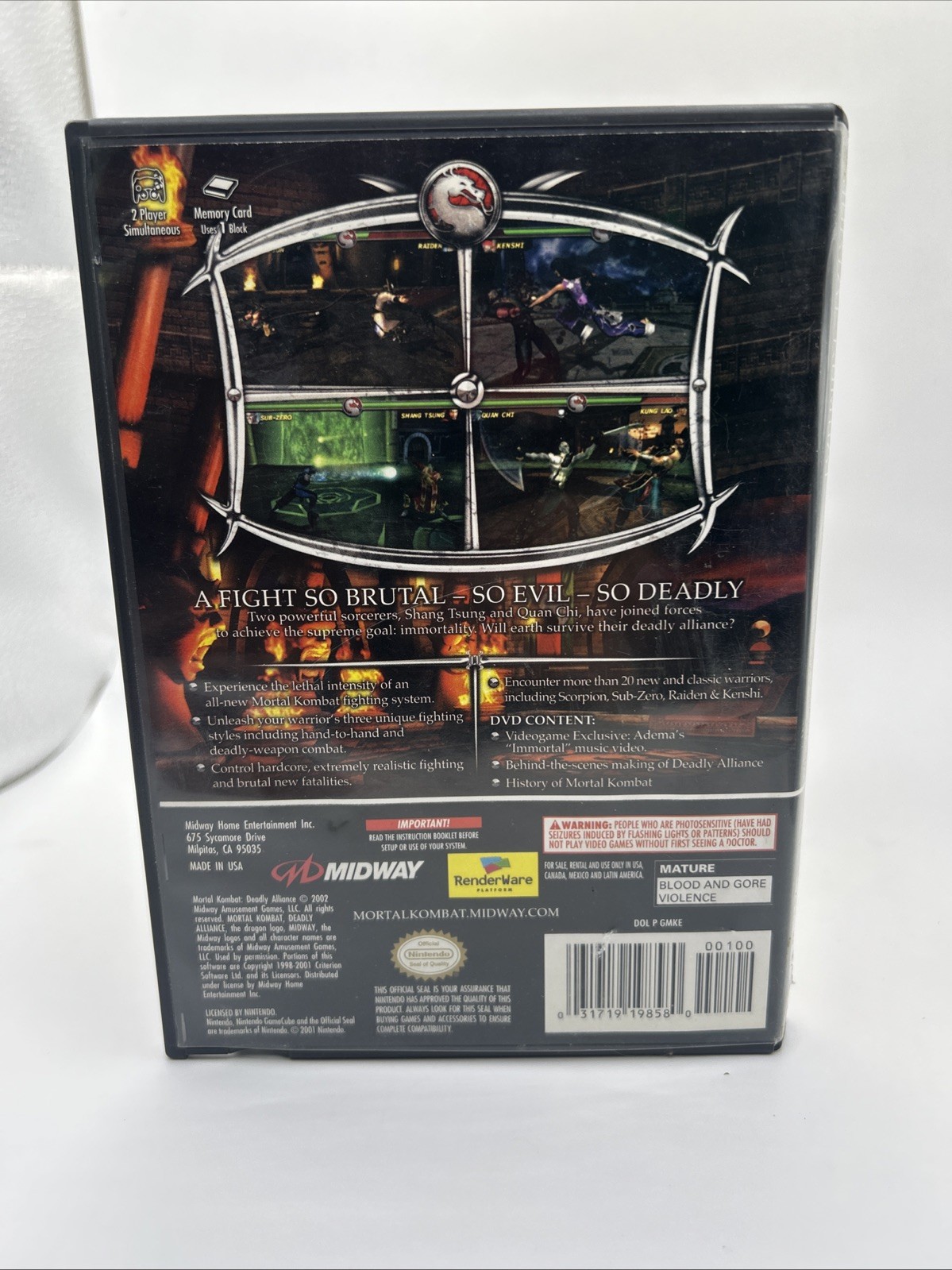 Midway Mortal Kombat Deadly Alliance GameCube M NTSC-U/C