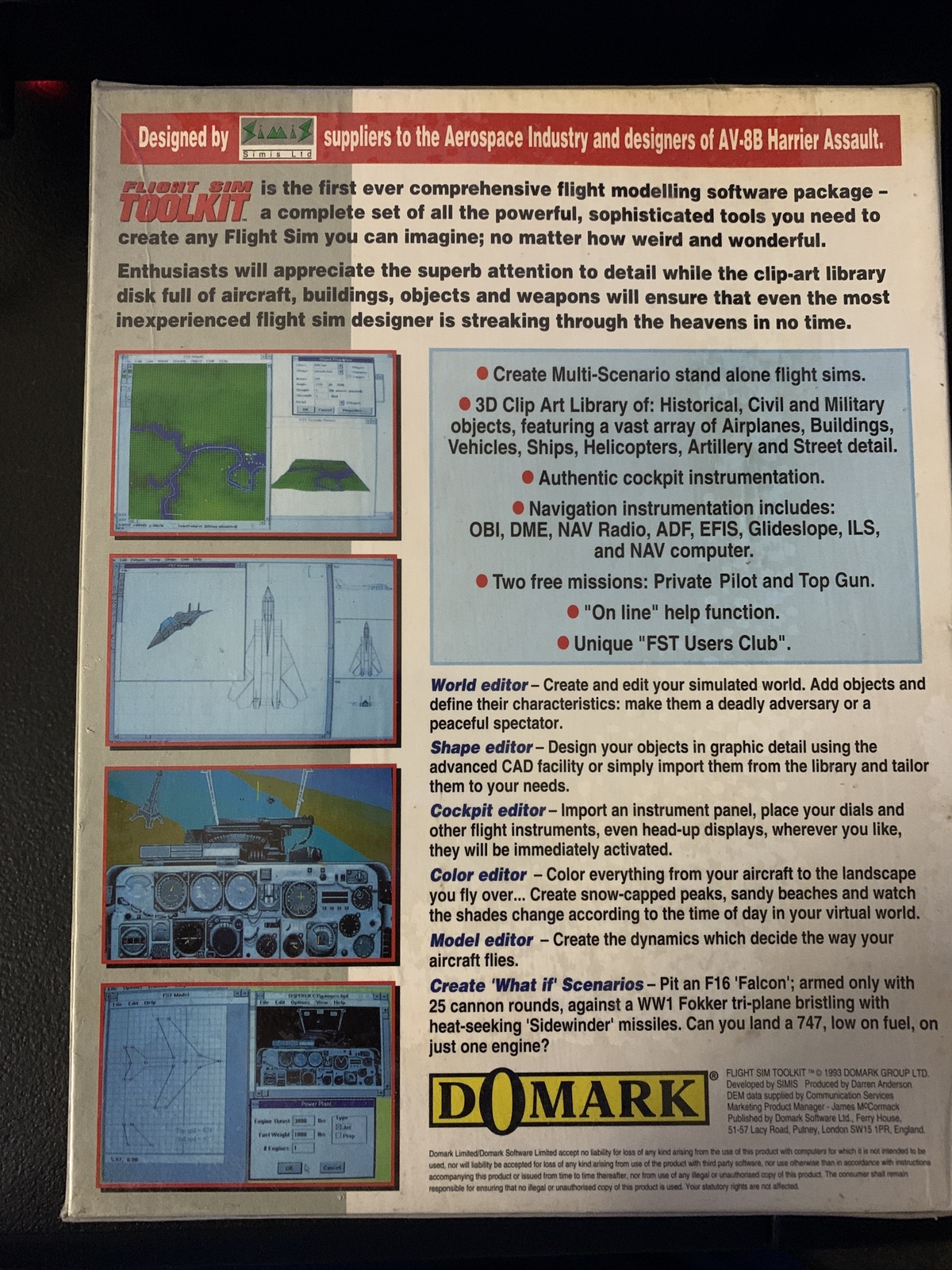 1993 Flight Sim Toolkit by Domark PC Game Combat Flight Simulator Builder
