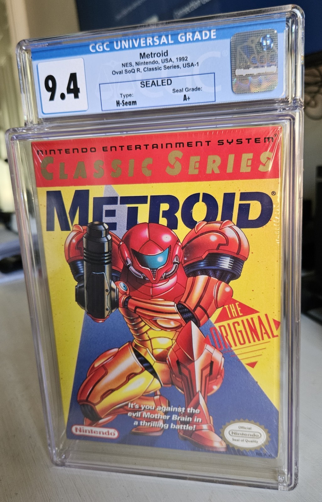 Metroid Yellow VARIANT 1992 (Oval SoQ R) Nintendo CGC 9.4 A+ NEW Sealed H Seam