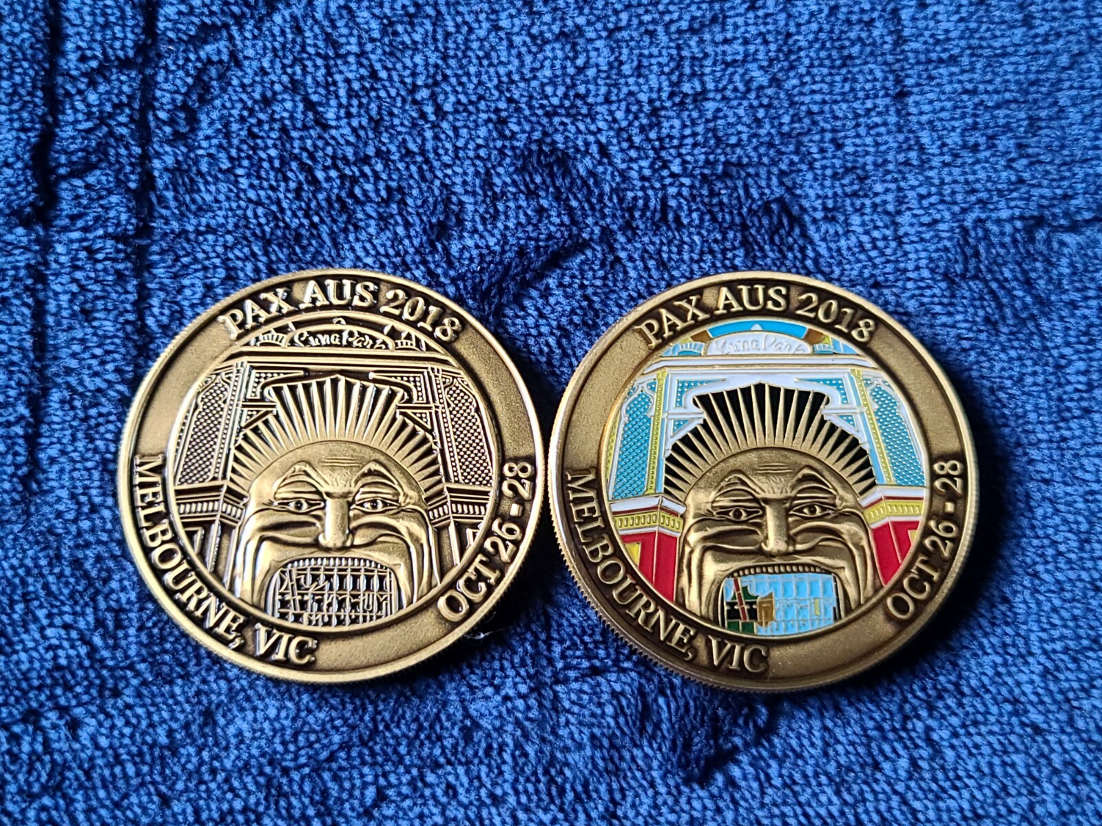MARIO PAX Challenge Coin AUS2018 medals LOT 2 Rare Promo Nintendo Sega Namco ye