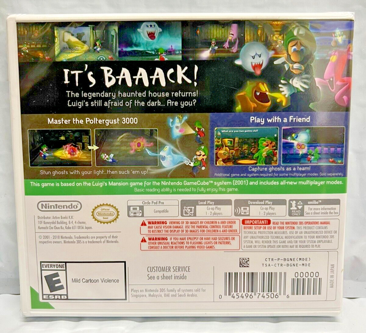 Luigi’s Mansion 3DS Brand New Game (Action/Adventure Survival Horror 2018)