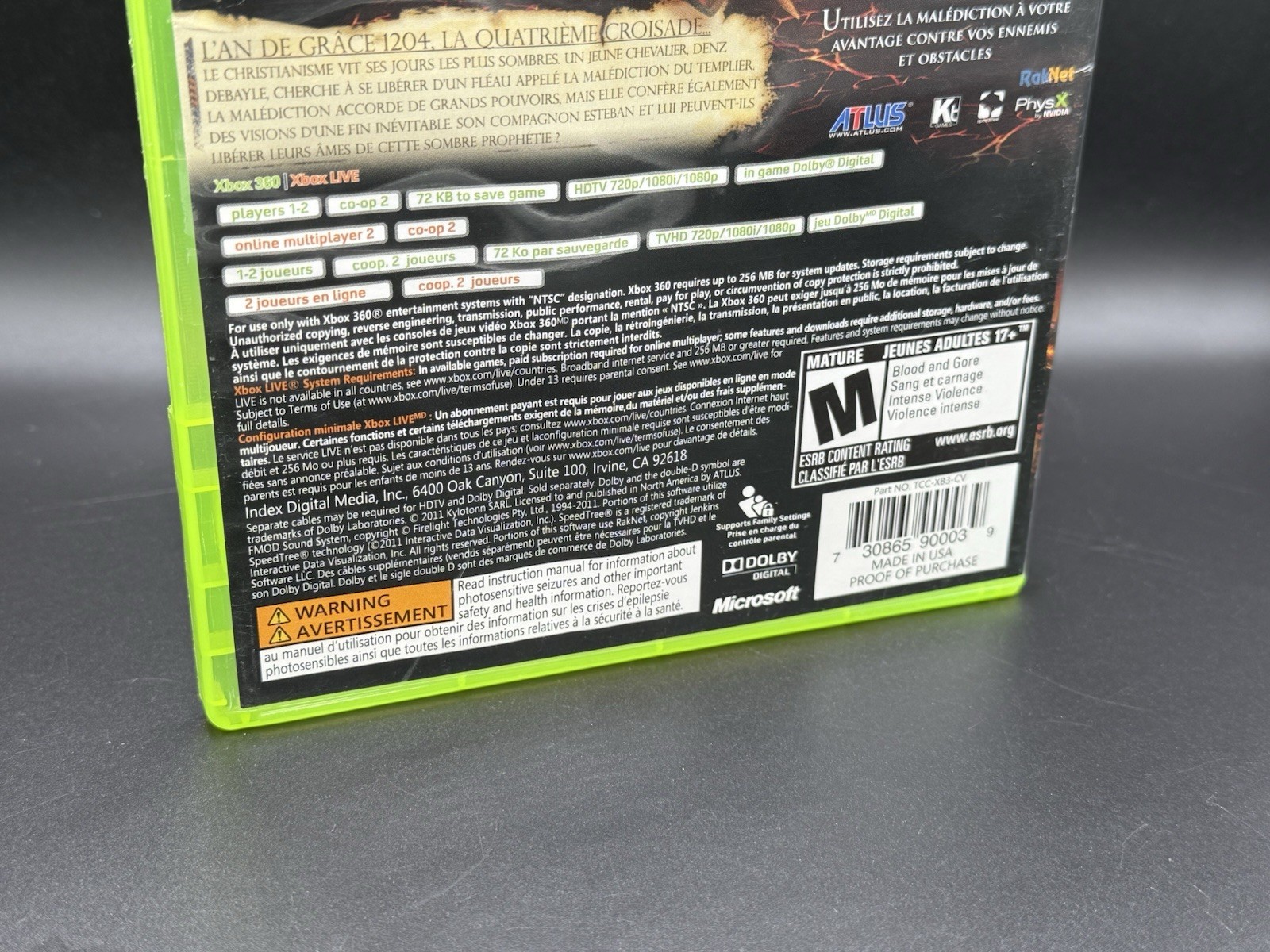 ATLUS The Cursed Crusade Xbox 360 Action & Adventure M Manual Included CIB