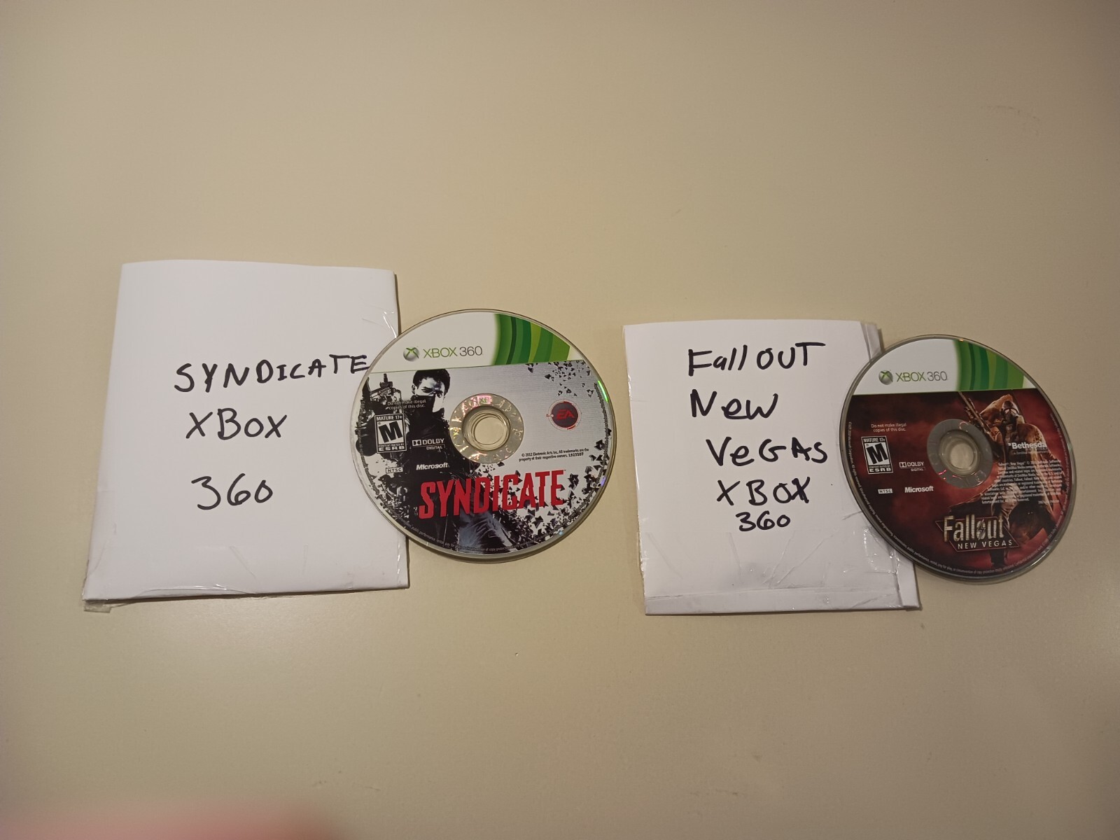 Lot of 2 Syndicate & Fallout New Vegas Xbox 360 2010/2012 Disc Only Tested Rare