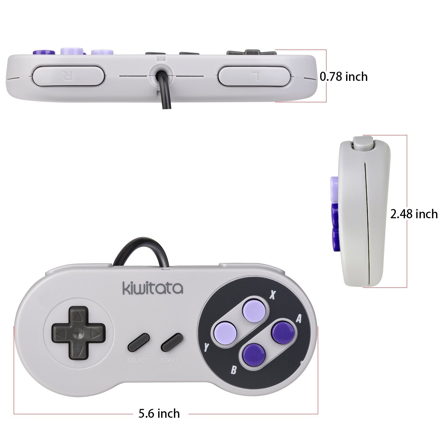 2X Classic SNES USB Controller, Wired, PC, Mac, Raspberry Pi, Retro Gamepad