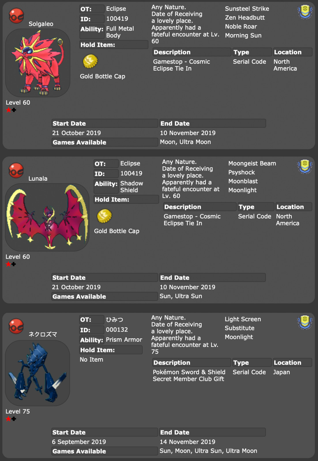 ✨ SHINY SOLGALEO LUNALA NECROZMA ✨ EVENT UNTOUCHED Pokemon Scarlet Violet & More