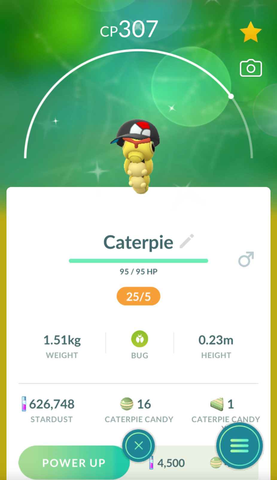 Pokémon Shiny Caterpie wearing a Poké Ball hat costume Go Fest 2026 – TRADE