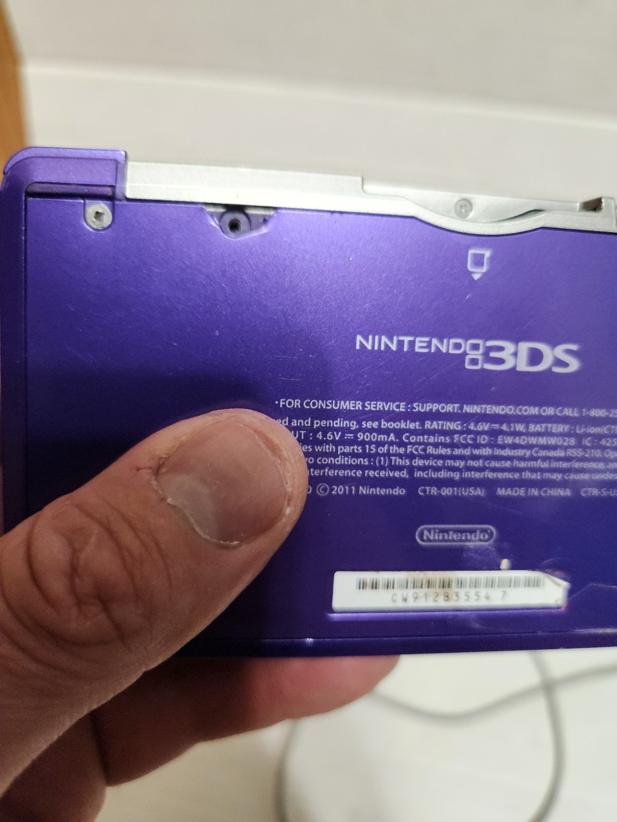 Nintendo 3DS Midnight Purple System CTR-001 Tested Working w/ Charger No Stylus