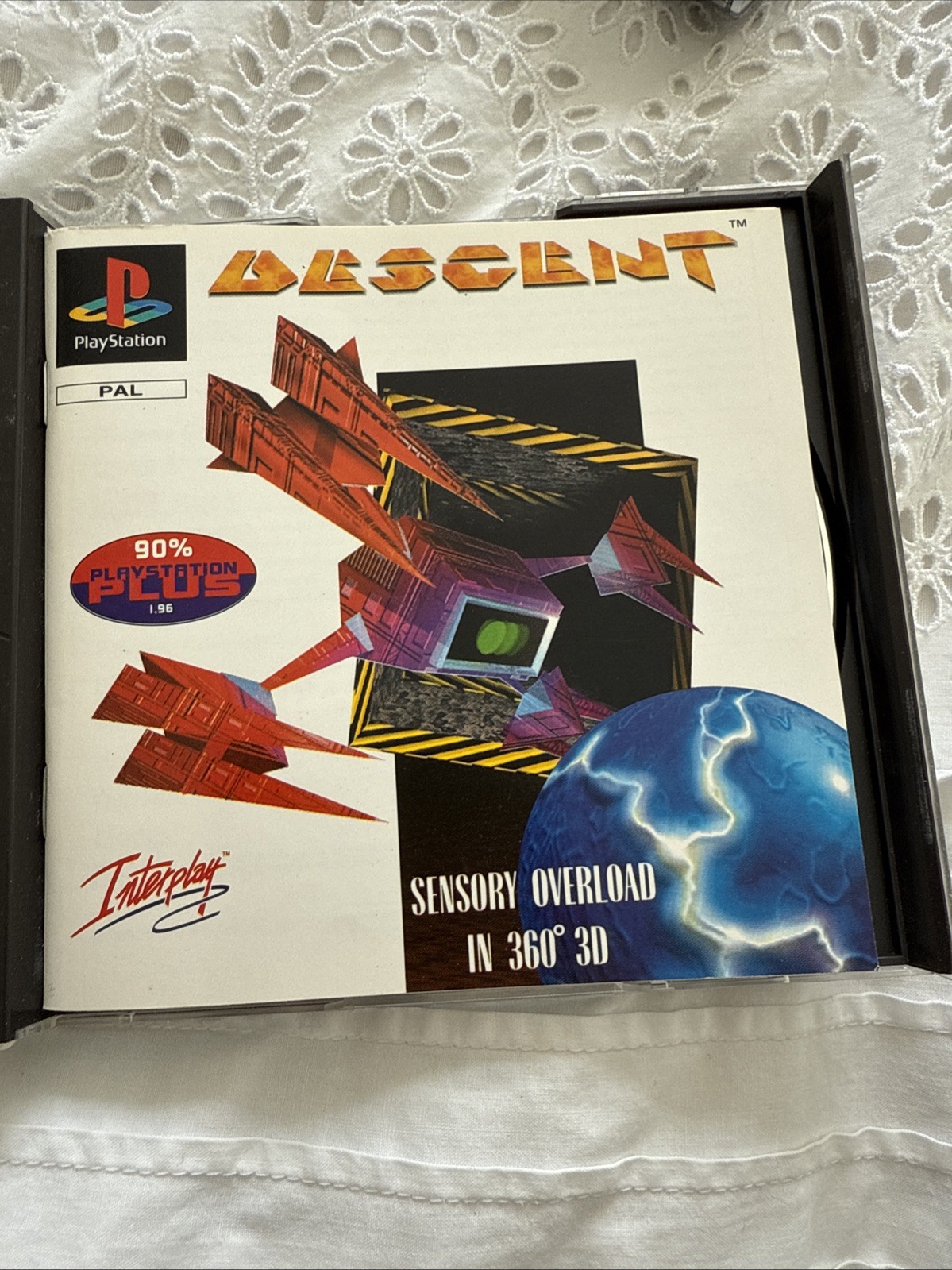 1996 Interplay Productions Descent PS1 PlayStation Game + Manual