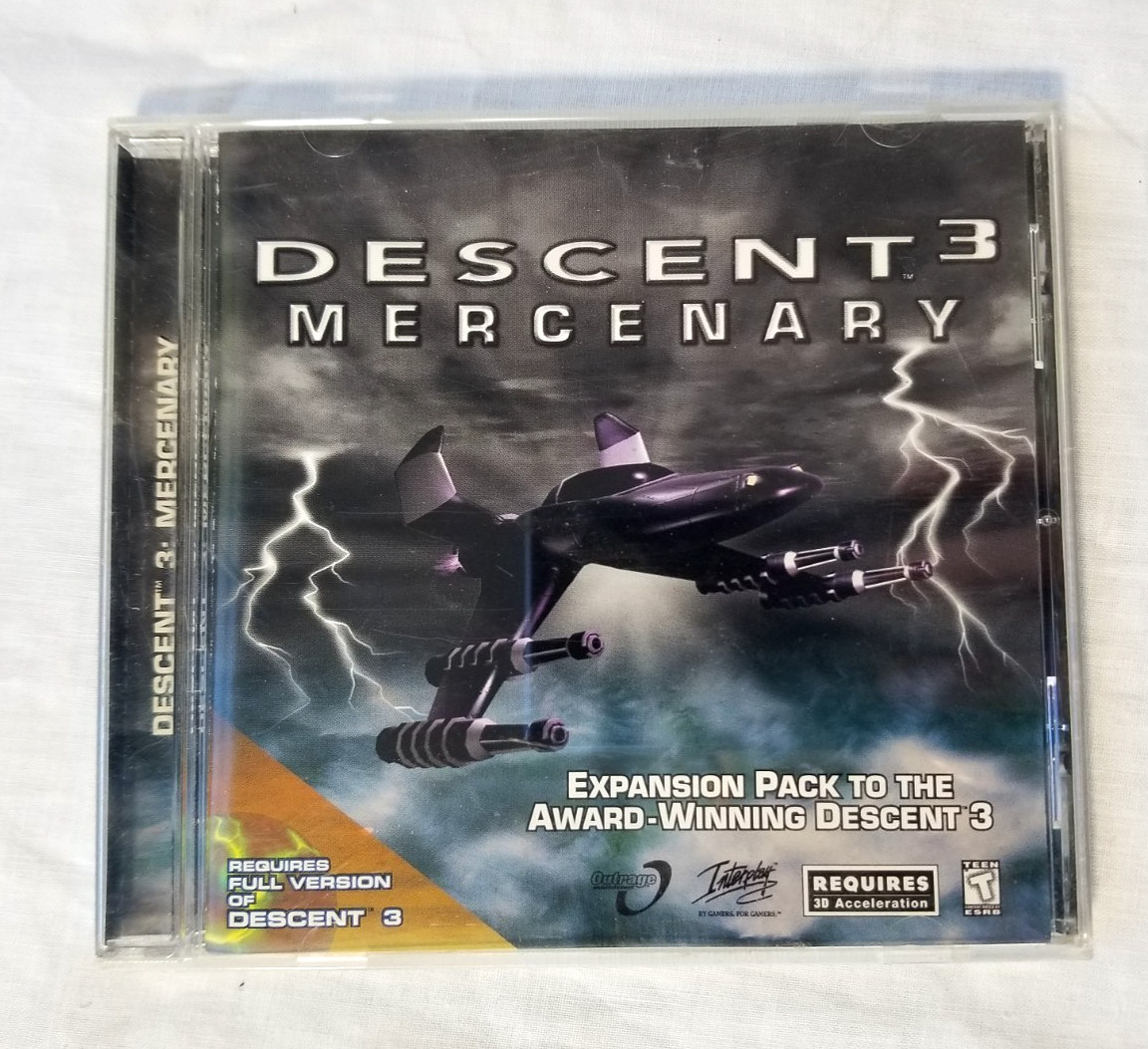 Descent I and II CD-Rom & 3 Pilots Manual + Mercenary Expansion Disc PC Windows
