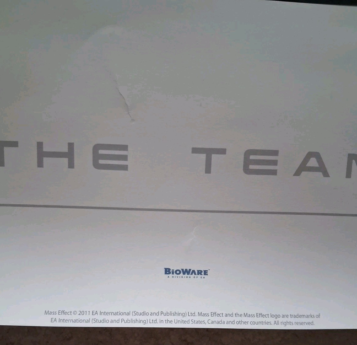 Mass Effect 2 The Team Lithograph 2011 Great Condition
