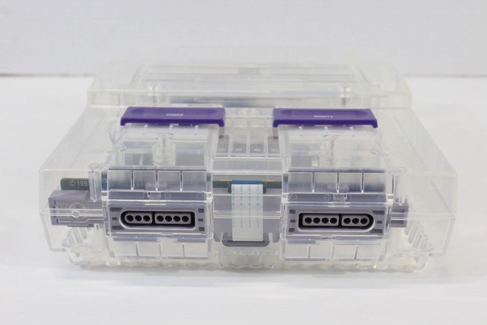 Super Nintendo Crystal Clear Console SNES SFC Converted Controller AC AV Mario