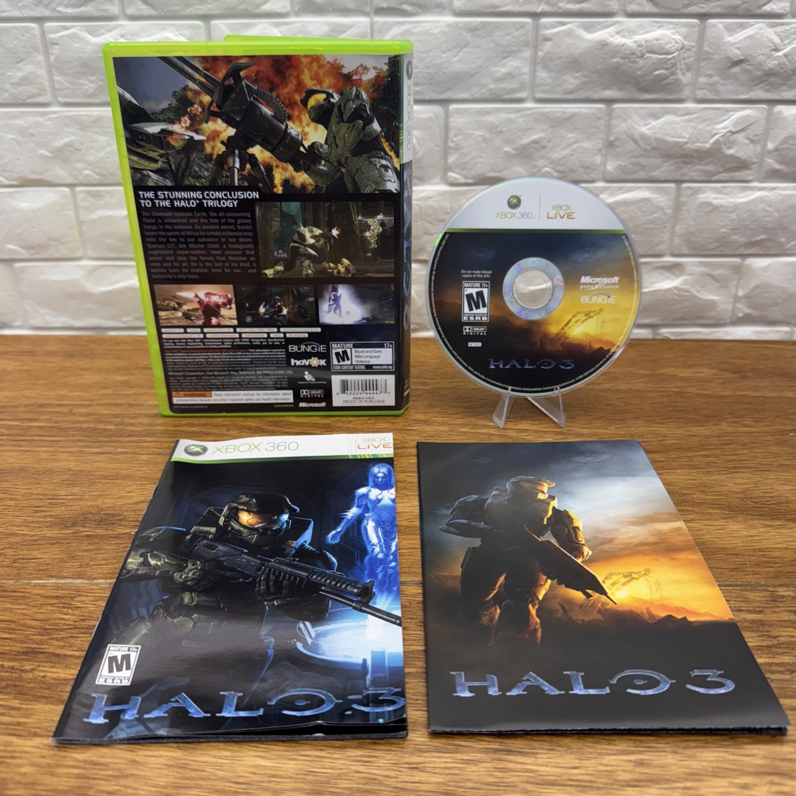 Halo 3 (Xbox 360, 2007) CIB Complete w/Manual & Poster Tested Working Free S/H