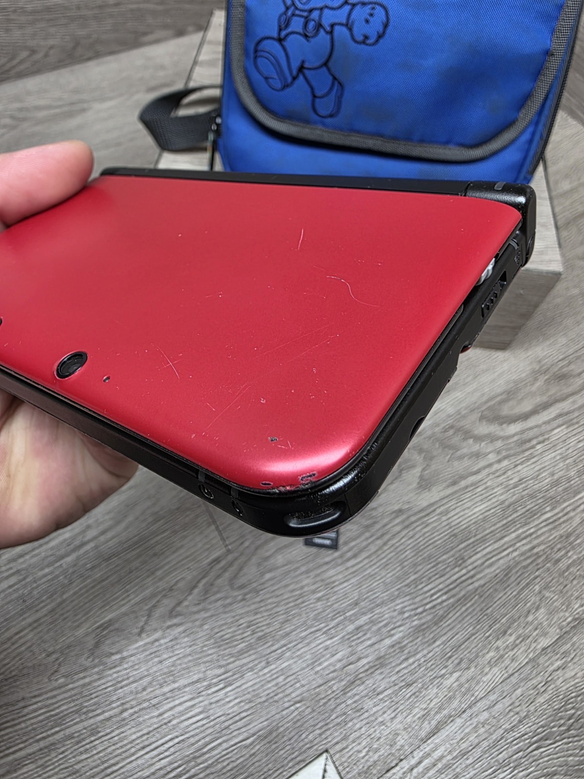 Nintendo 3DS XL SPR-001 Handheld Console Flame Red & Black with Carrying Case