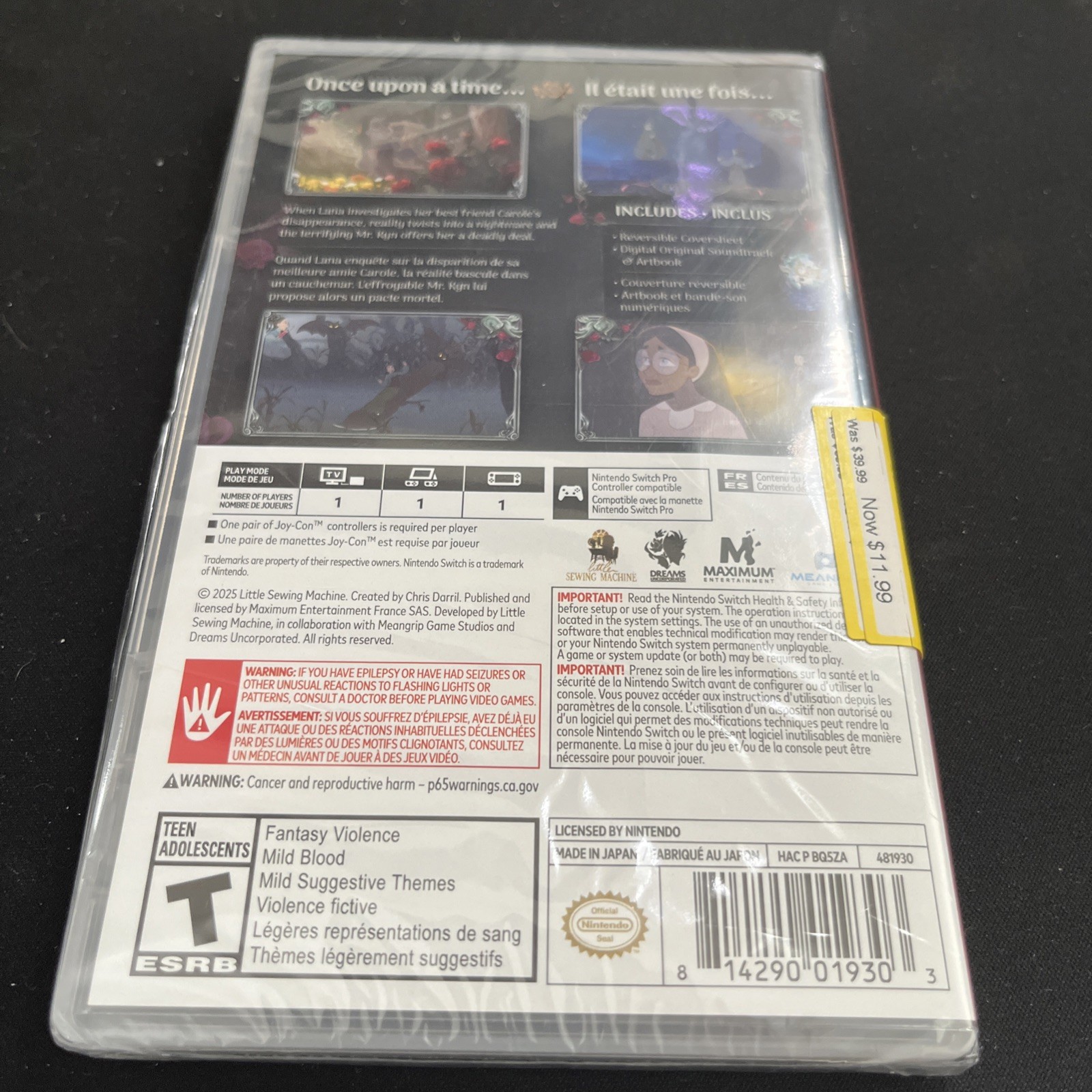 Bye Sweet Carole (Nintendo Switch, 2025) Brand New