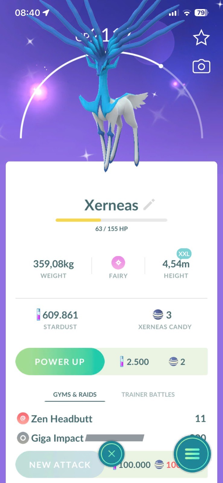 PoGo ✨ Shiny Xerneas size XXL ✨Trade 20k Dust or Mini PTC