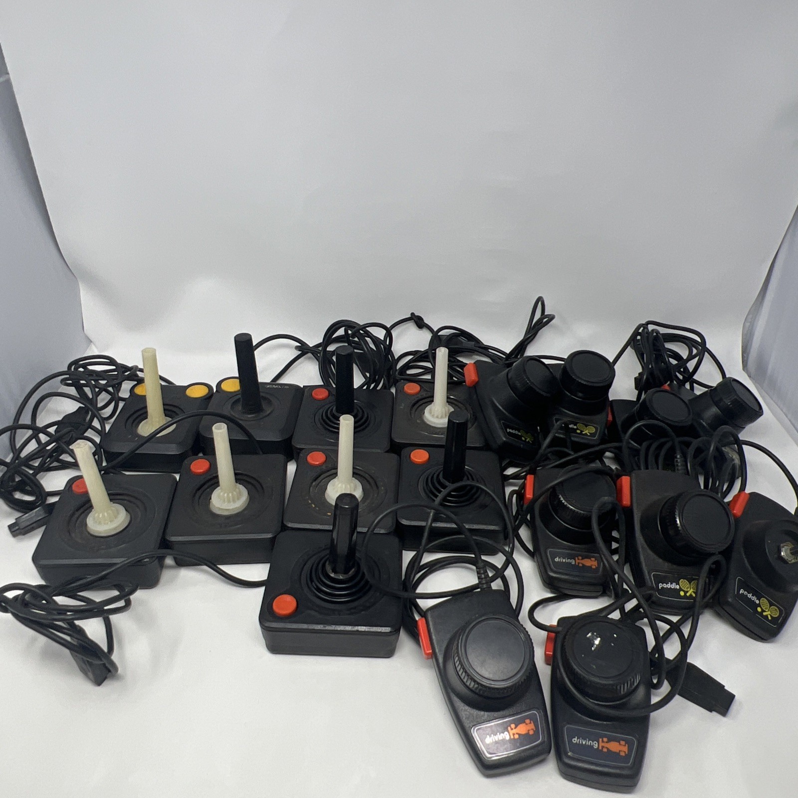 Huge Bulk Lot 15 Atari 2600 Controllers Joysticks Paddles Damaged Parts Repair