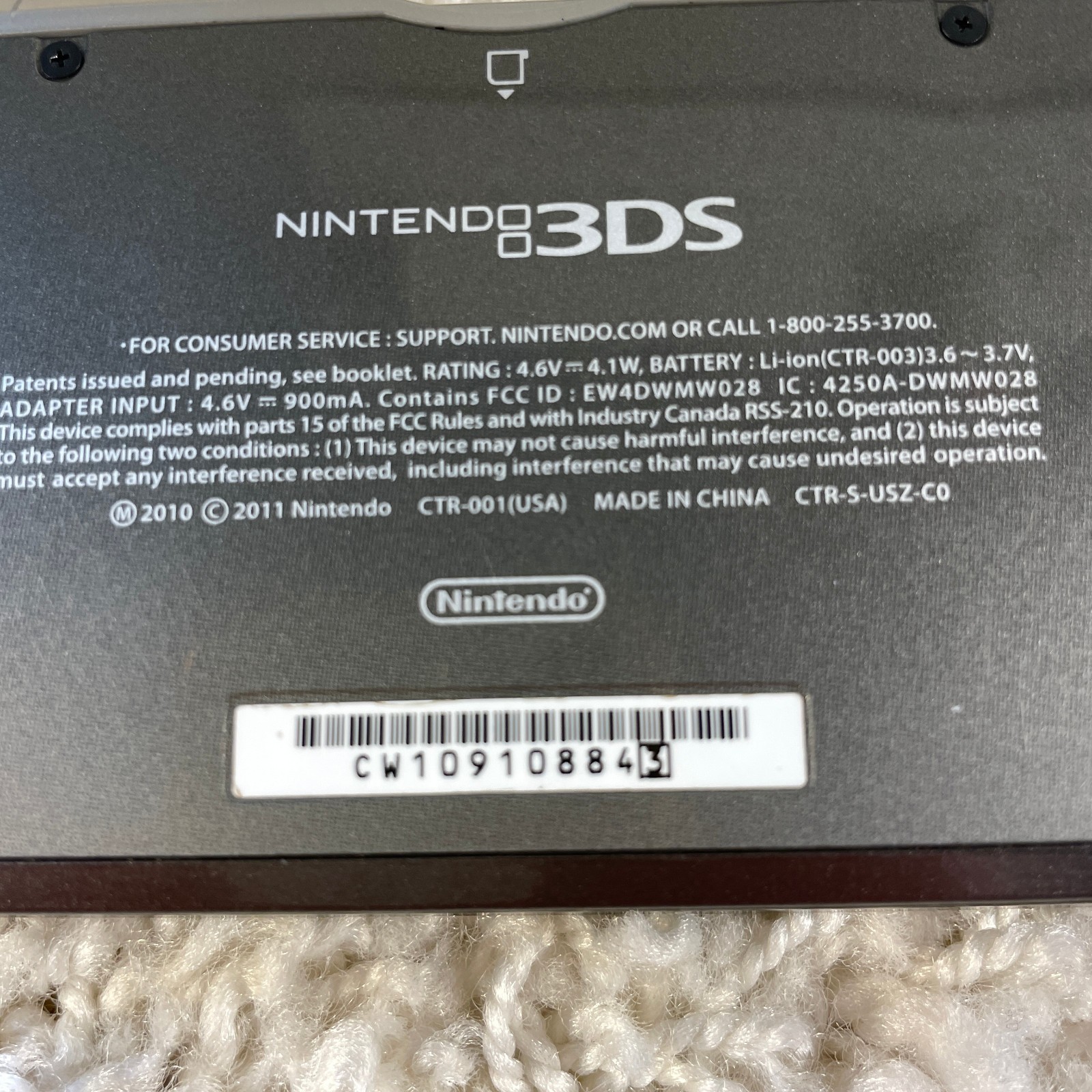 Nintendo 3DS Cosmo Black Handheld Console System CTR-001 Tested