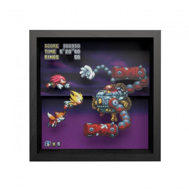 Pixel Frame Sonic Mania Heroes vs Dr Eggman 9×9 inches Shadow Box Art