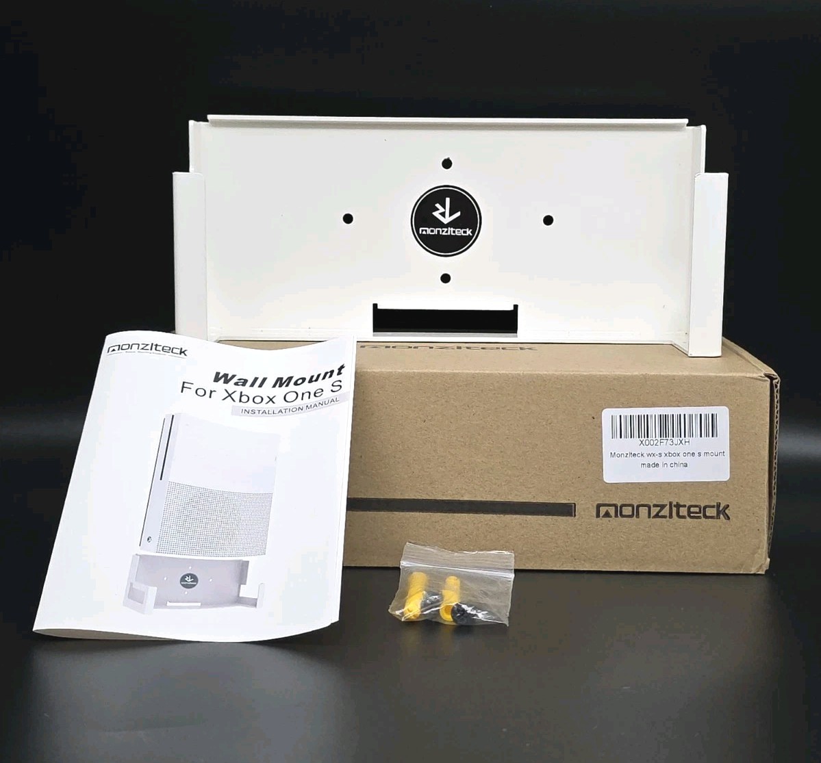 Wall Mount for Microsoft Xbox One S Console Hanger Mount WX-S White Monziteck