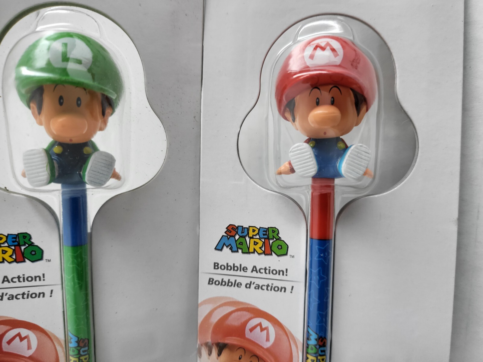 2 NEW LARGE BOBBLE HEAD STYLUS 1 SUPER MARIO BROS. & 1 LUIGI BOBBLEHEAD