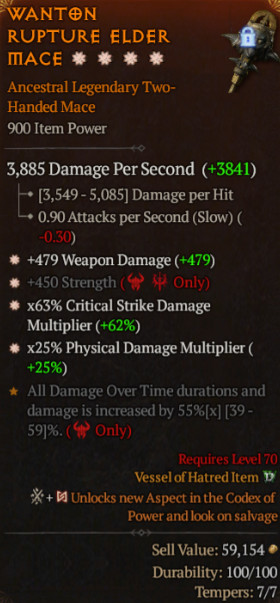 4GA Mace Weapon Damage Strength Critical Damage Physical Damage Diablo 4 S14