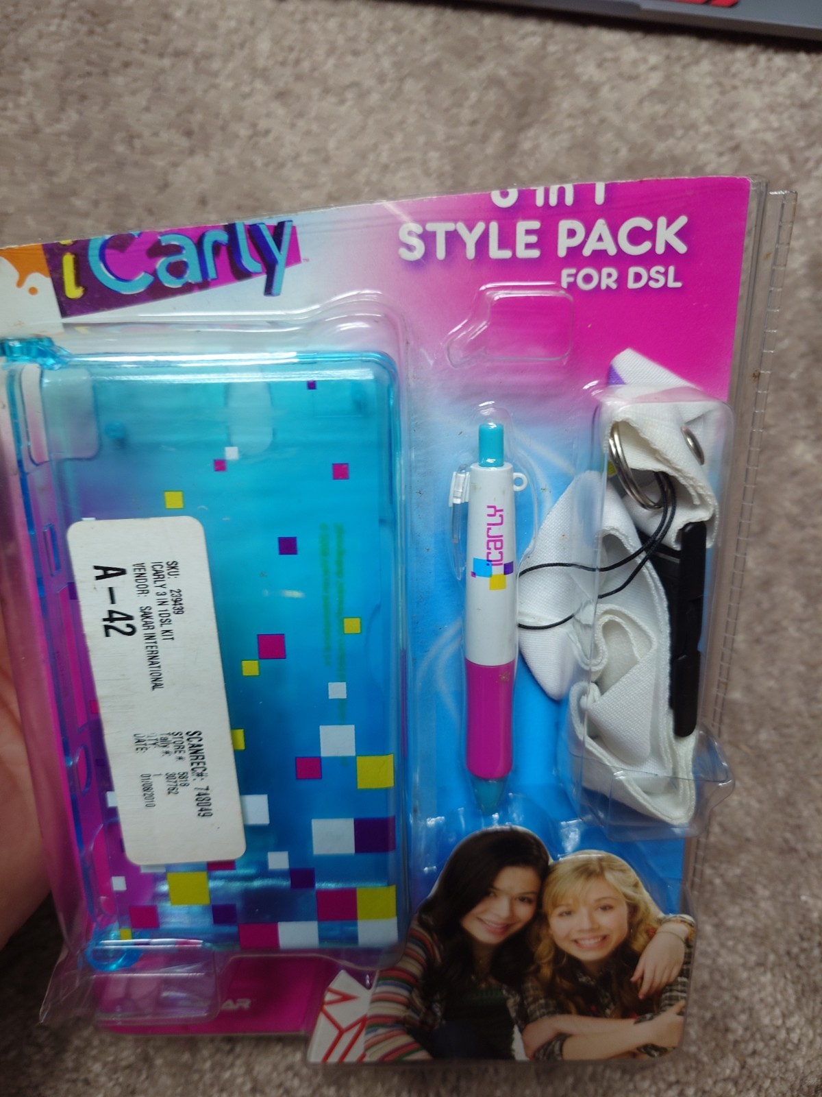 ICarly Hard Shell Clear Case for DS Lite DSL DS 3 In 1 Style Pack Stylus Lanyard