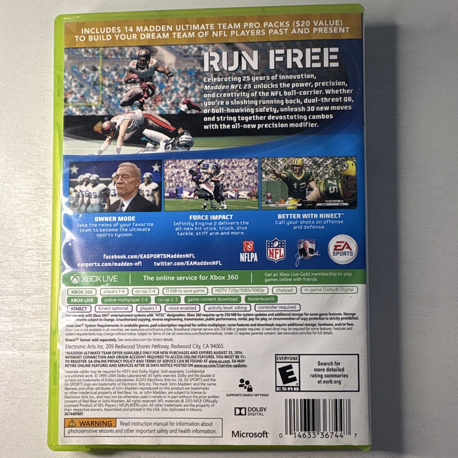 EA SPORTS Madden NFL 25 Xbox 360 Better with Kinect Bonus Content E NTSC-U/C