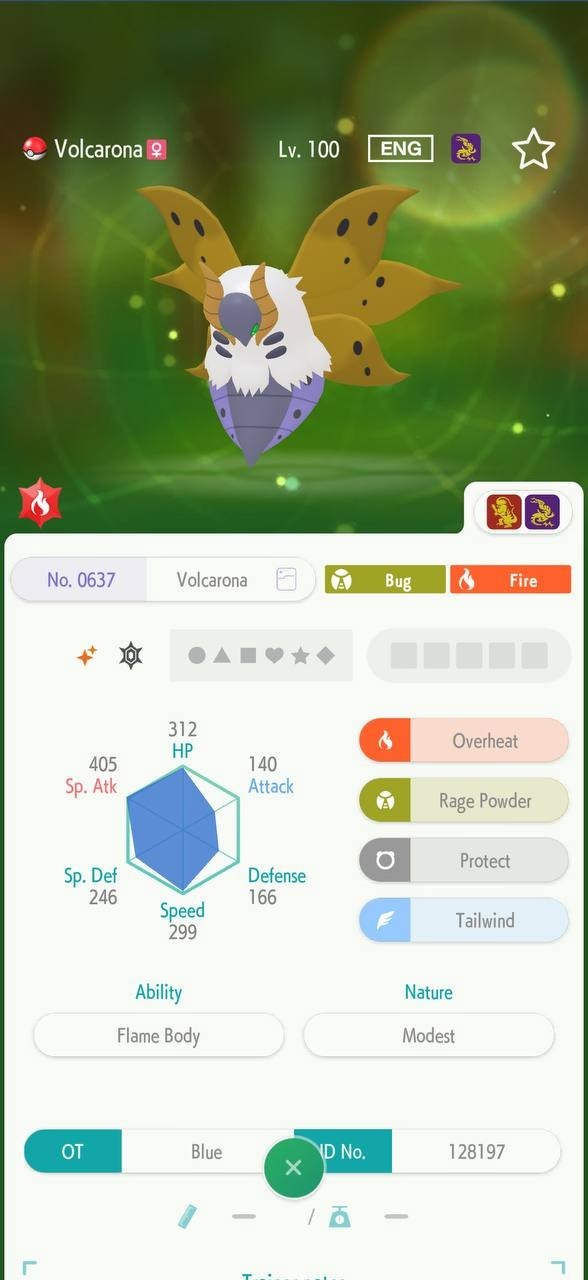 VOLCARONA🔥6IV SHINY POKEMON HOME🔥Pokemon CHAMPIONS Scarlet Violet