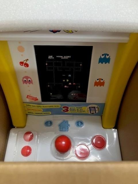 Arcade1Up Jr. Pac-Man Kids Arcade Cabinet with Stool 3 Games A1U